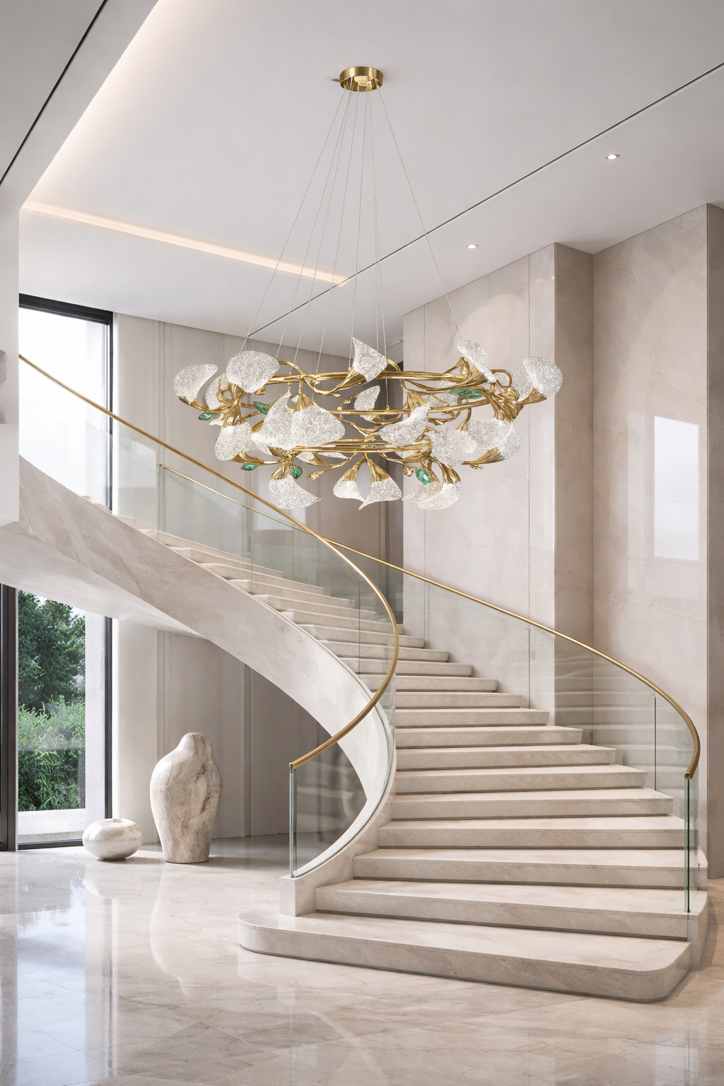 Copper Leaf Chandelier – Illuminated Acrylic Petals - Image 2