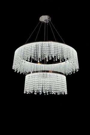 Double Ring Crystal Chandelier – LED Chrome Statement