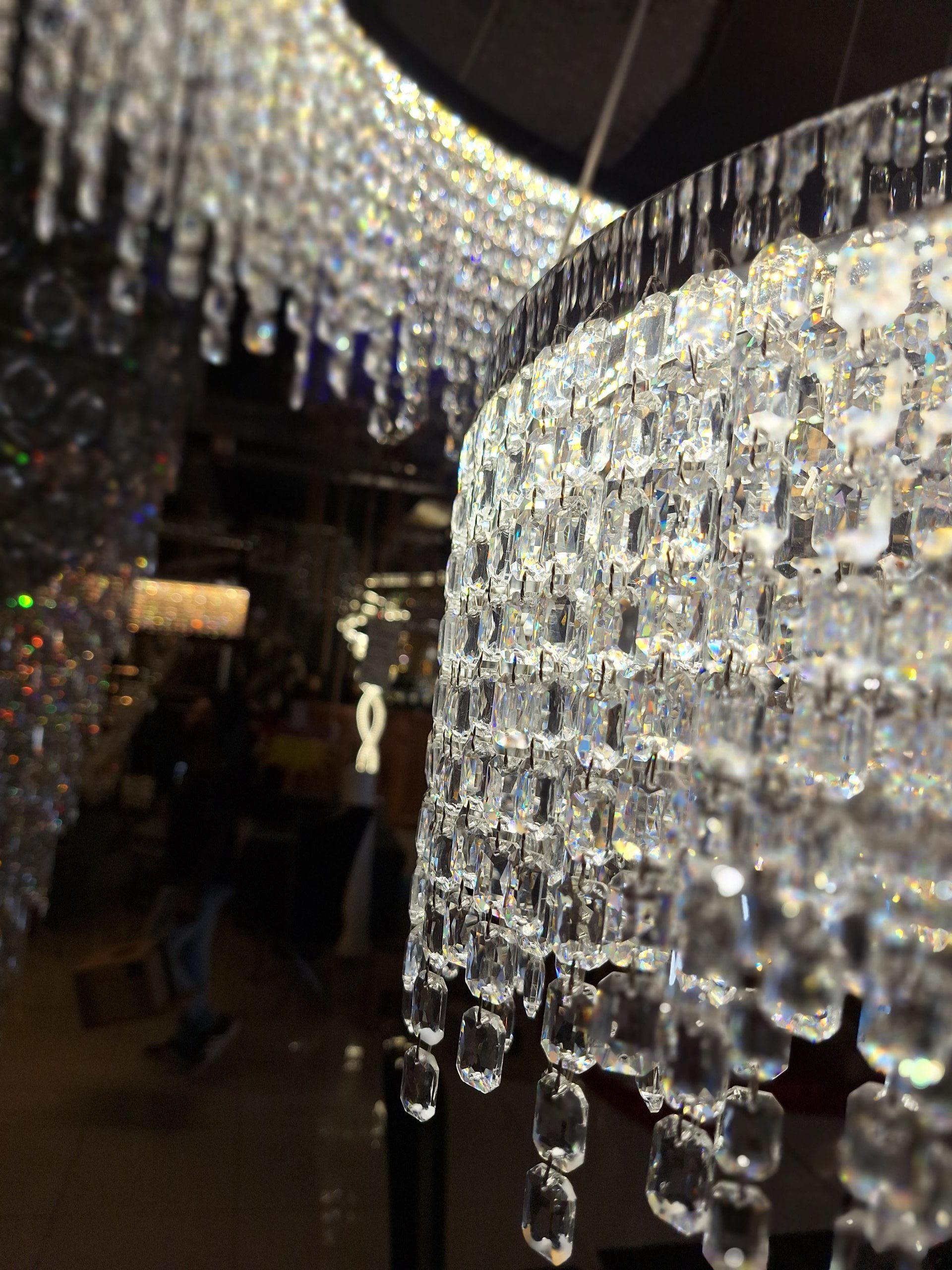 Double Ring Crystal Chandelier – LED Chrome Statement - Image 3