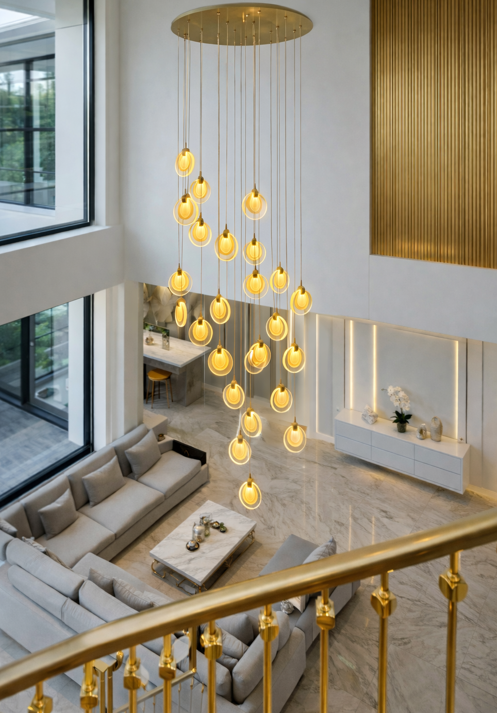 25-Pendant Cascading Chandelier – Modern Glass LED - Image 3