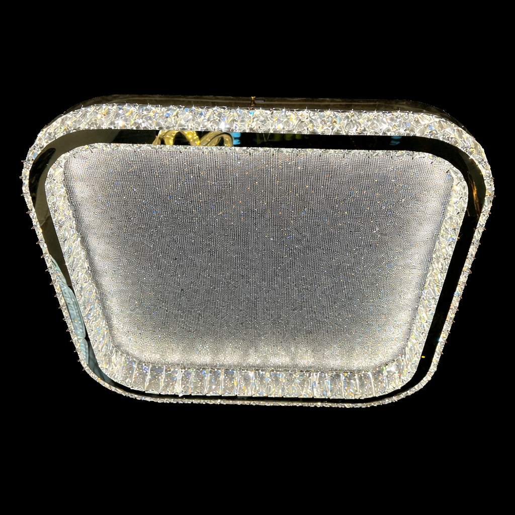 Luxury Square Crystal Ceiling Light | Gold Flush Mount
