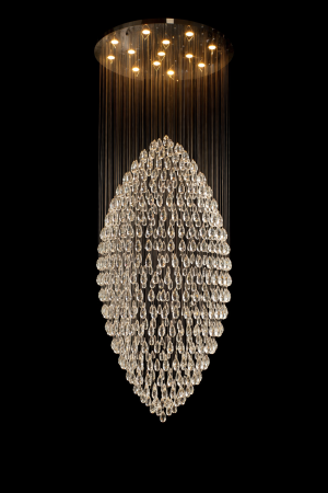 Raindrop Crystal Chandelier – 2.5m Double-Volume Statement