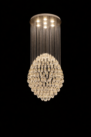 7-Light Raindrop Crystal Chandelier – Cascading Chrome Design