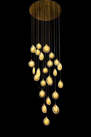 25-Pendant Cascading Chandelier – Modern Glass LED