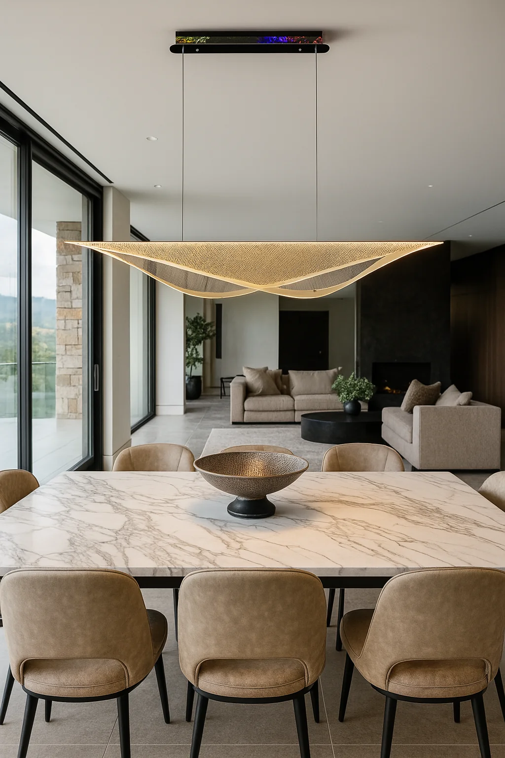 Chrome Wave Linear LED Pendant Chandelier - Image 2