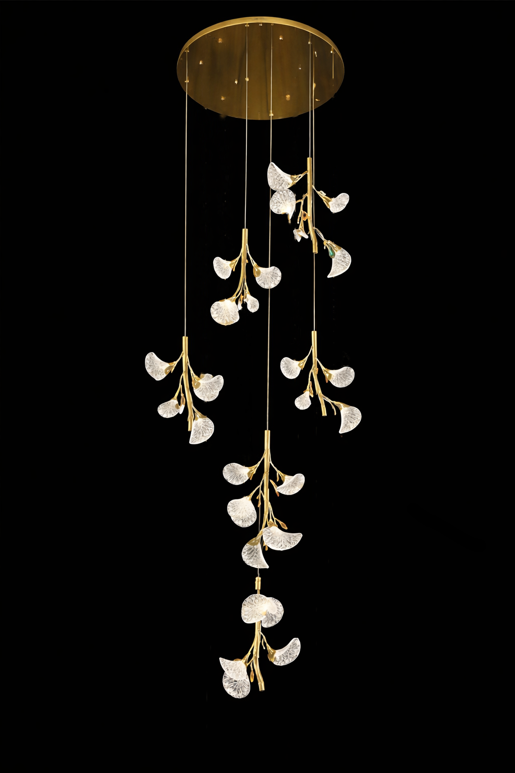 Leaf Pendant Chandelier 7-Light – Gold LED Branch Design - Image 3