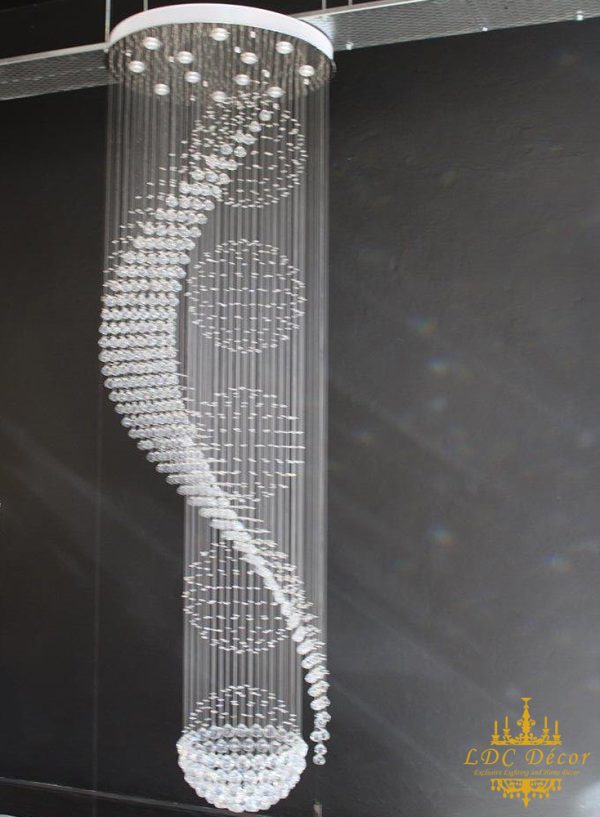 Layered Spiral 5 Balls Crystal Rain Chandelier