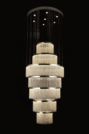Multi-Tier Crystal LED Chandelier 1000mm – Grand Double-Volume Statement