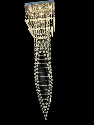 Large Crystal Staircase Chandelier – Double-Volume Statement Lighting