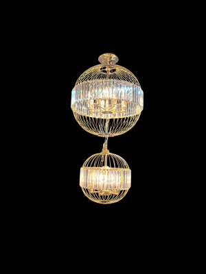 Double-Sphere Crystal Chandelier – Gold Finish