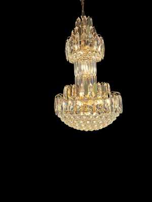 Tiered Crystal Chandelier – Elegant Gold & Rose Gold Statement