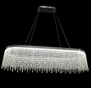 1000mm Hammered Chrome Crystal Chandelier – LED Statement