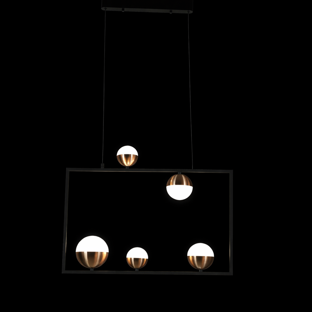 Modern Rectangular Geometric LED Pendant – Black & Rose Gold Ceiling Light