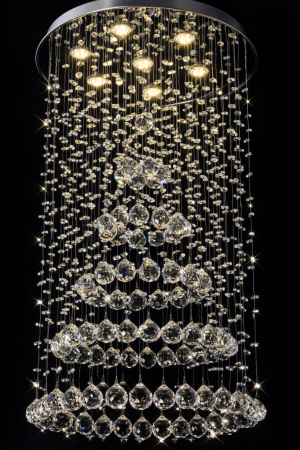 Crystal Cascade Chandelier 400mm – Modern Cylindrical LED Feature Light