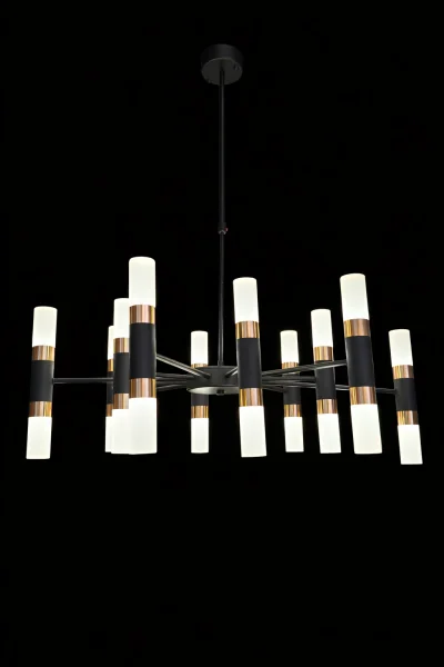 12 Light Black & Gold LED Chandelier 800mm – Modern Statement Design