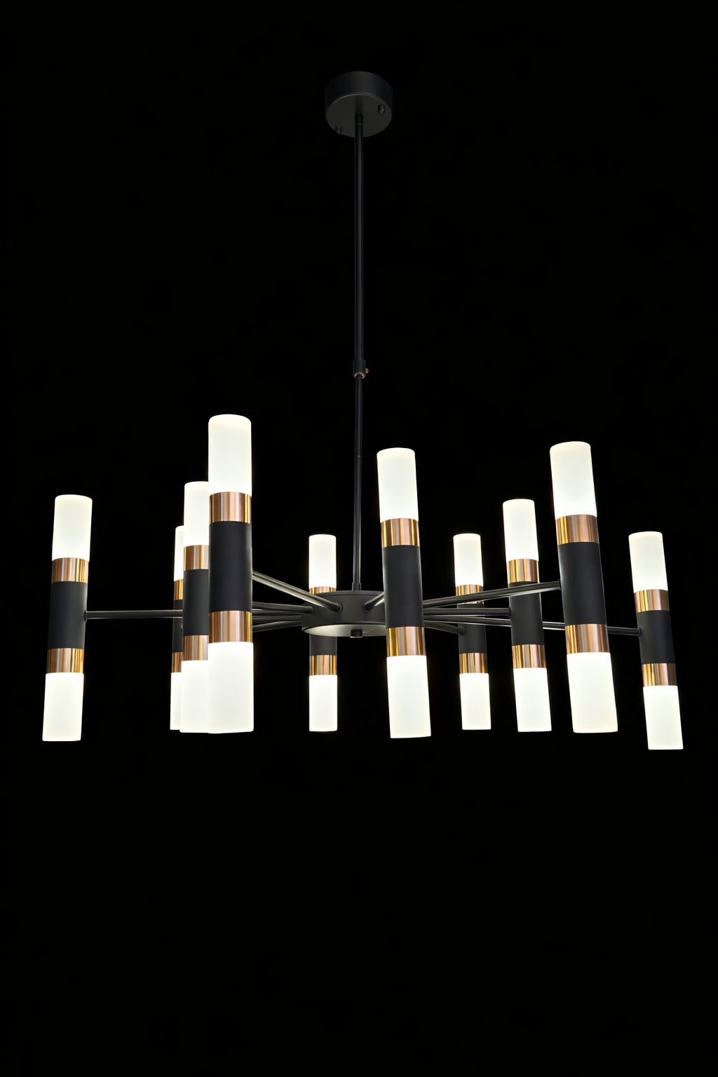 12 Light Black & Gold LED Chandelier 800mm – Modern Statement Design
