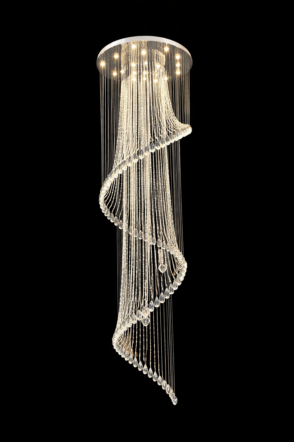 Spiral Cascading Crystal Chandelier – Large GU10 Luxury Ceiling Light