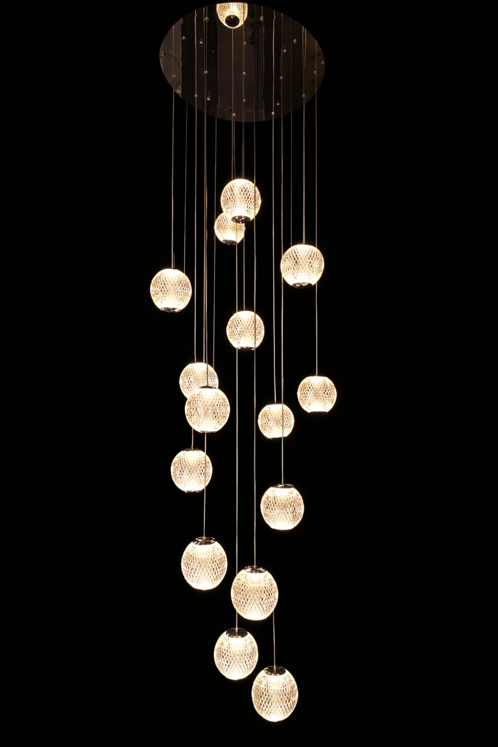 Led Cascade Style 15-Pendant LED Chandelier – Warm White Cascading Ceiling Light