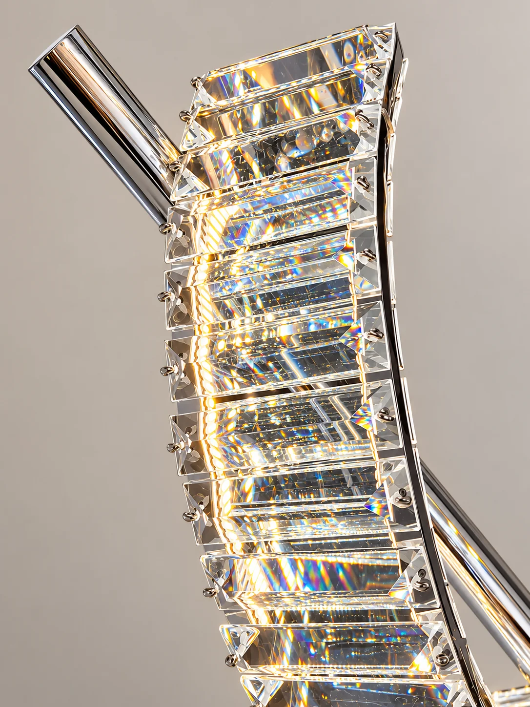 Sculptural Chrome LED Ribbon Chandelier - Image 2