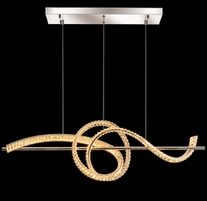 Sculptural Chrome LED Ribbon Chandelier