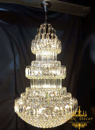 3 Tiered Wide Crystal Chandelier