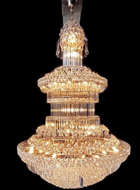 Wide Classic Tiered Crystal Chandelier