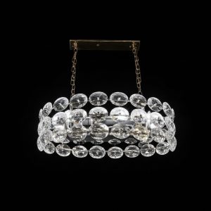 Crystal Disc Ring Chandelier – Modern Chrome Statement