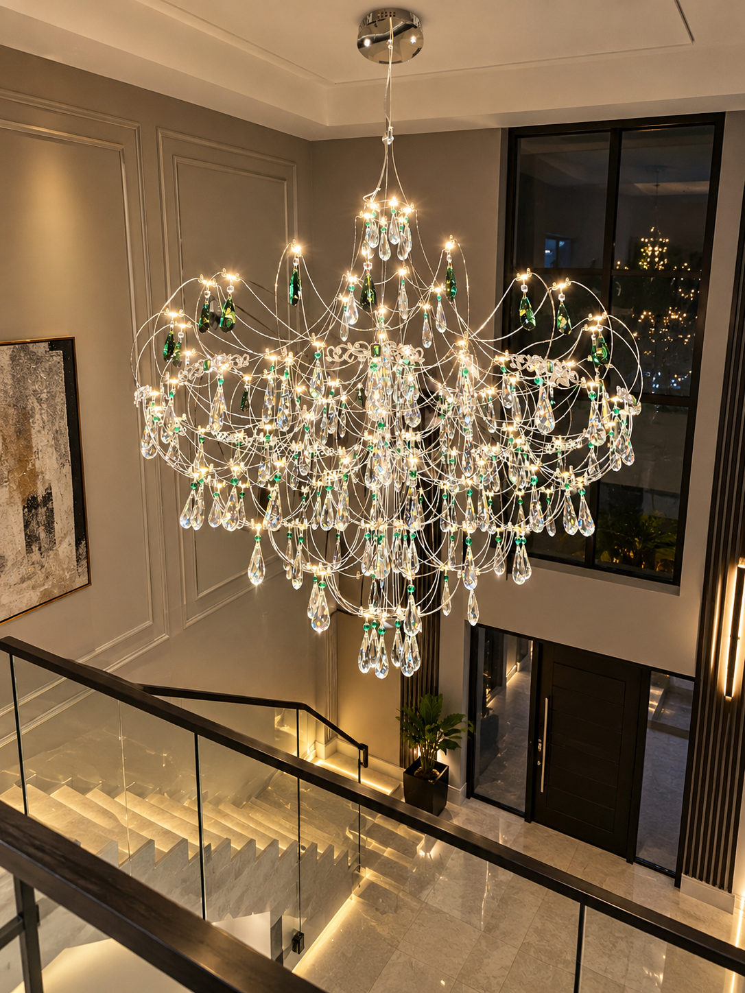 Emerald Cascade Crystal Chandelier - Image 2