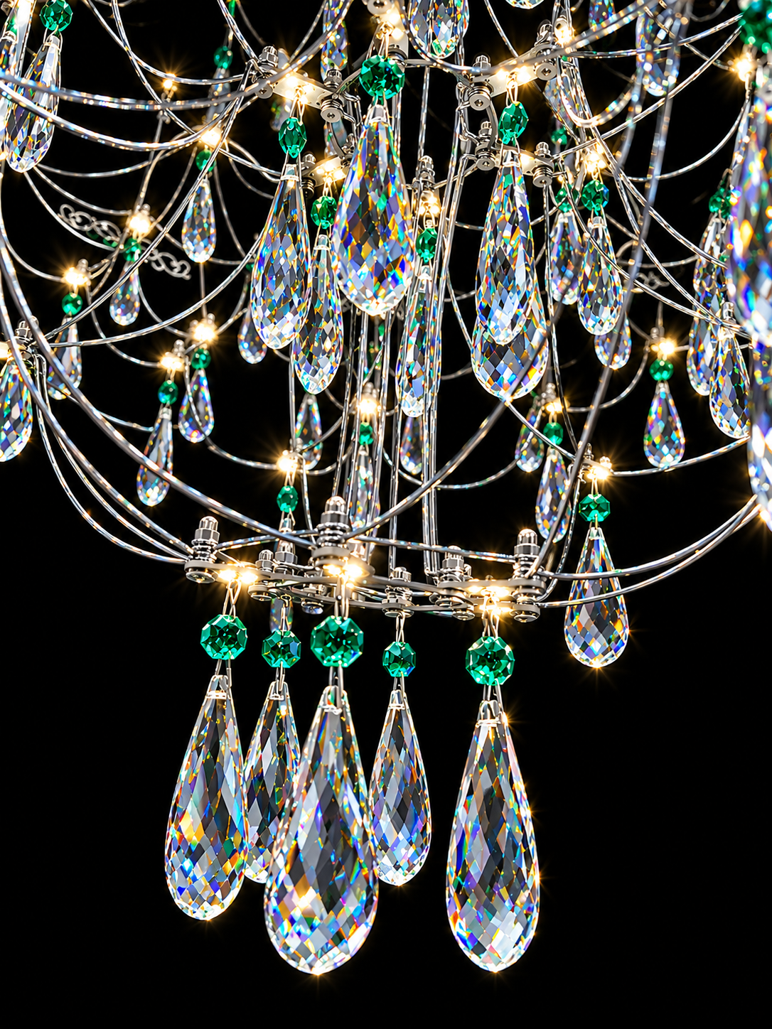 Emerald Cascade Crystal Chandelier - Image 3