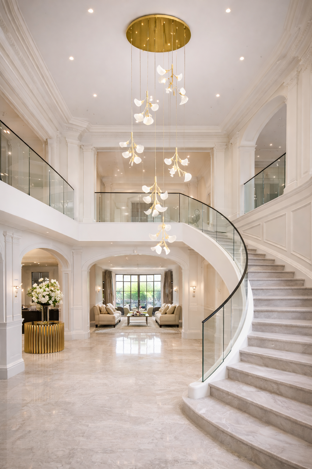 Leaf Pendant Chandelier 7-Light – Gold LED Branch Design - Image 2