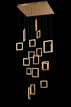 25 Square Frame Rose Gold LED Chandelier 800mm