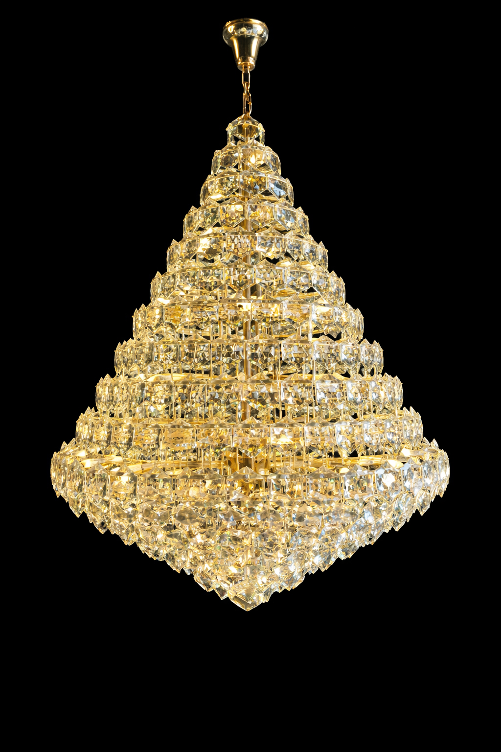 Hexagon Crystal Tiered Chandelier – Multi-Layer Grand Statement